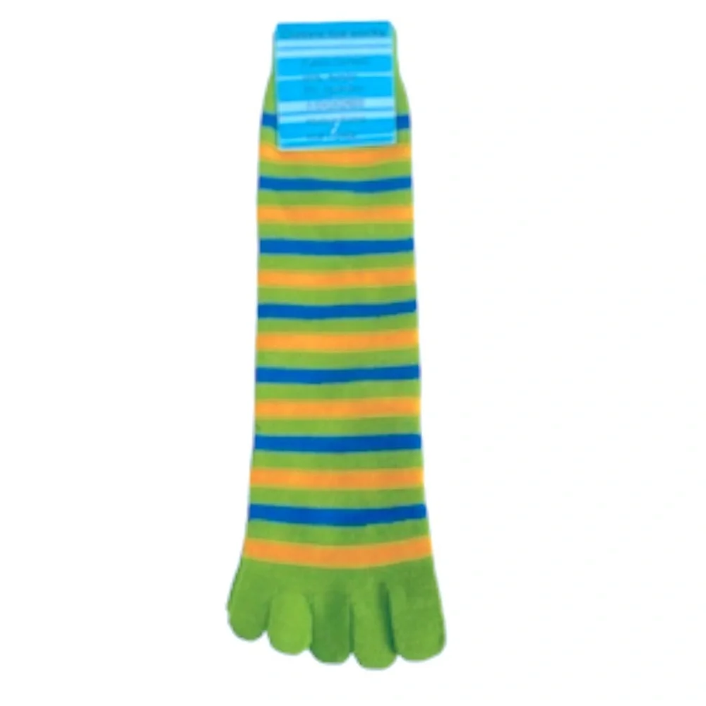 Dolc’e Toe Socks Green Blue Stripes